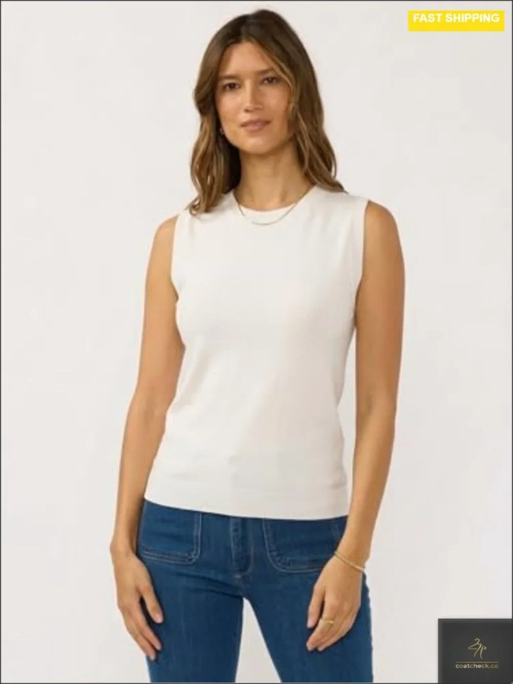 Woolly Soft Sleeveless Crew Neck Sweater Vest Cotton Blend Knit Pullover